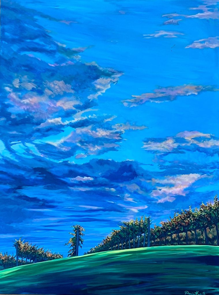TEQUILA SUNRISE — "I begin each day by walking my dogs through the vineyards. This fall morning, the rising sun illuminated the hillside vines as well as the clouds overhead for a spectacular show." - Darcie Kent 